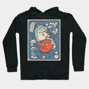 Tengu and Okame Japanese masks illustration Hoodie